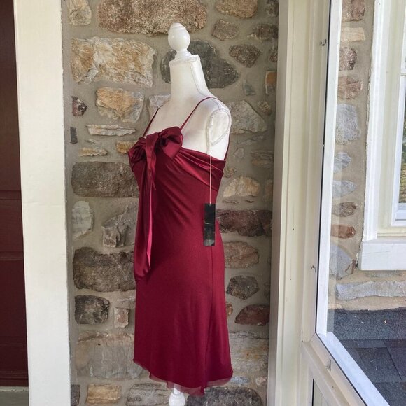 NWT Mac Duggal Couture Deadstock Vintage Satin Metalic Sparkle Bow Mini Dress 2 - Picture 5 of 13